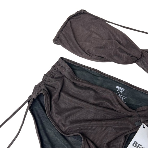 Better Tan Brown NEW Size Large Tan Through Bikini Set - Picture 2 of 11